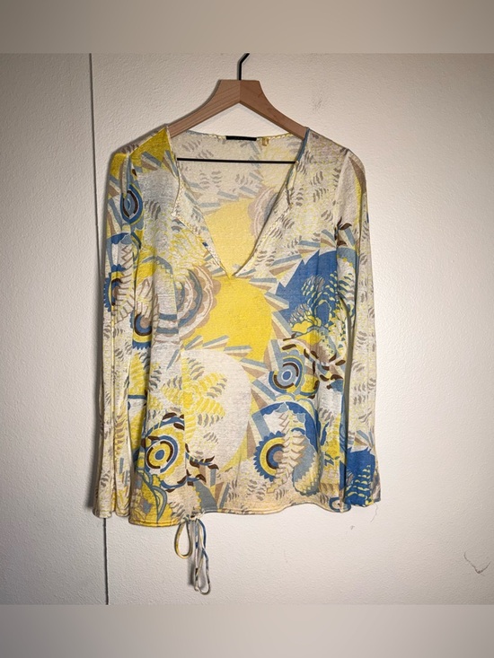 Elie Tahari Tops - ELIE TAHARI linen blend lightweight beachy flare sleeve summer blouse M